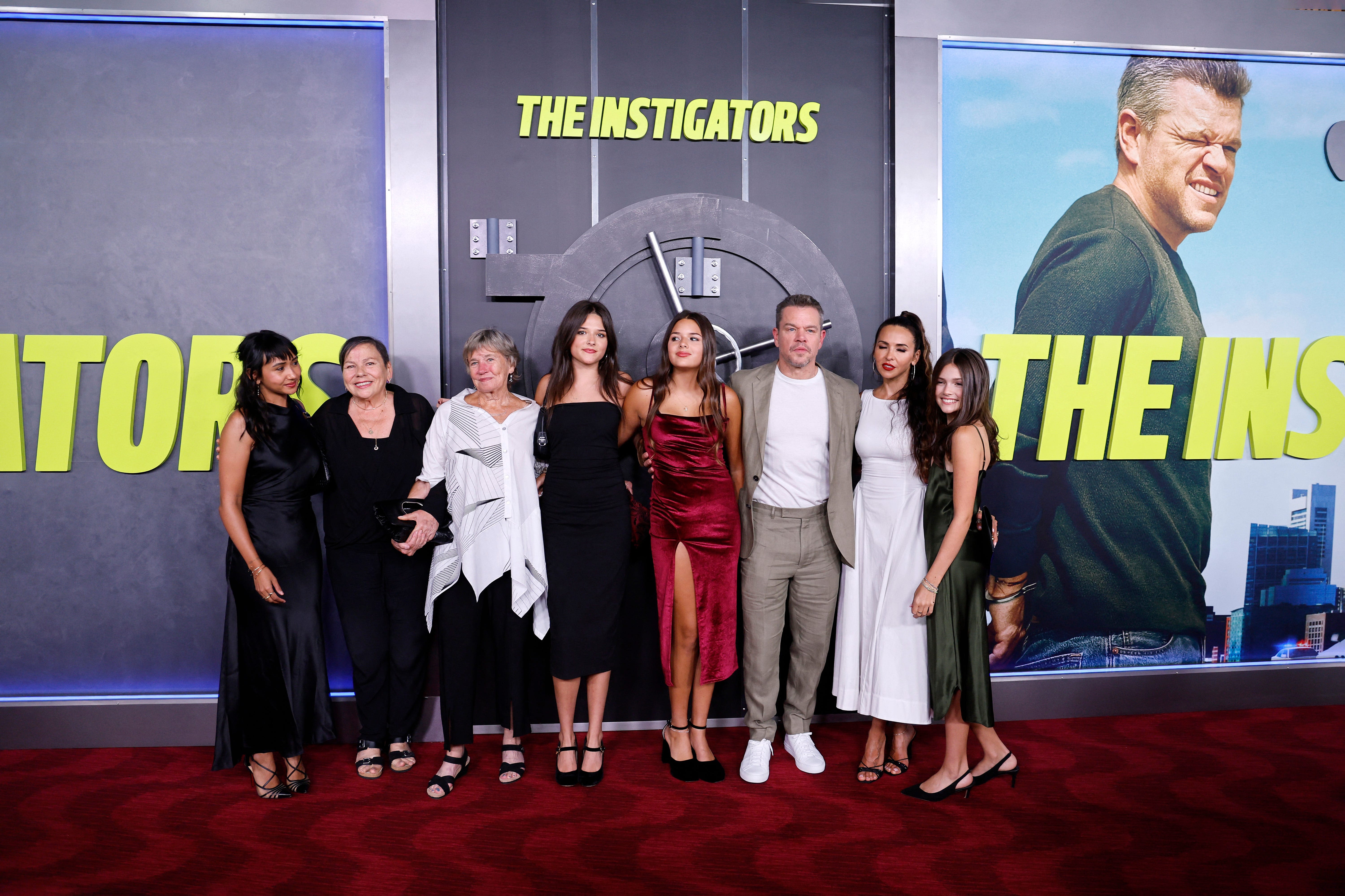 Matt Damon's 4 daughters make rare appearance at 'The Instigators' premiere