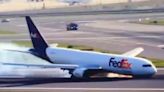 FedEx 767-300ER freighter lands with nose-gear retracted at Istanbul