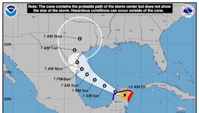 NHC map shows most of Texas in Hurricane Beryl's path. Here's how much rain it could bring