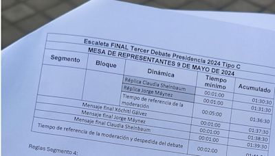 Tercer debate presidencial: Así es la escaleta del último round entre Sheinbaum, Gálvez y Máynez