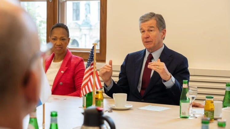 North Carolina’s governor has been traveling around Europe. Here’s why.