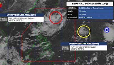 PAGASA monitors tropical depression outside PAR, 2 low pressure areas