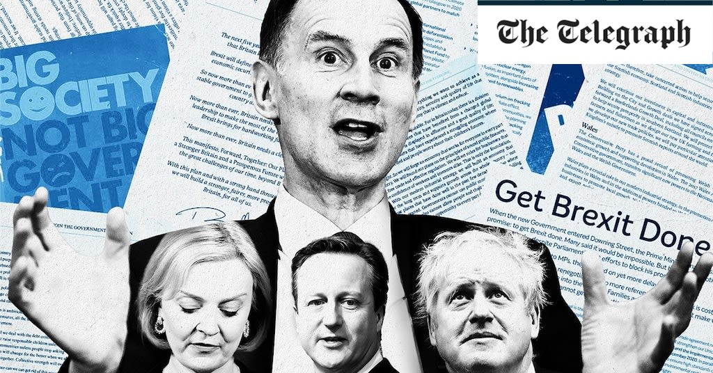 Jeremy Hunt tells voters to focus on Tories’ 14-year record not Liz Truss meltdown