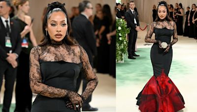 La La Anthony Gives Gothic Update to Floral Theme in Alexander McQueen Corset Dress for Met Gala 2024 Red Carpet