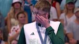 Daniel Wiffen sobs during Irish national anthem after making history with gold medal