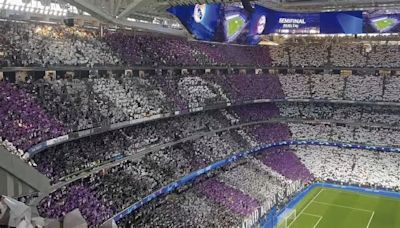 El Bernabéu vibró con un espectacular mosaico y el himno de la Décima