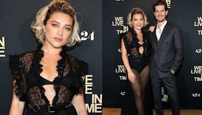 Florence Pugh Favors Dramatic Transparency in Dior Lace Look at ‘We Live in Time’ Screening With Andrew Garfield