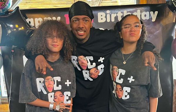Nick Cannon, Twins Morocco and Monroe Wear T-Shirts Printed with Their Faces for 13th Birthday: 'Blessed'