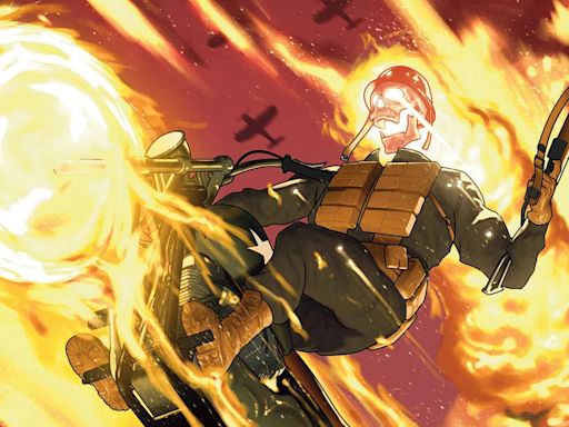 The Ghost Rider of WWII teams up with Wolverine, Nick Fury, Bucky Barnes, and more to take on demonic Nazis in Hellhunters