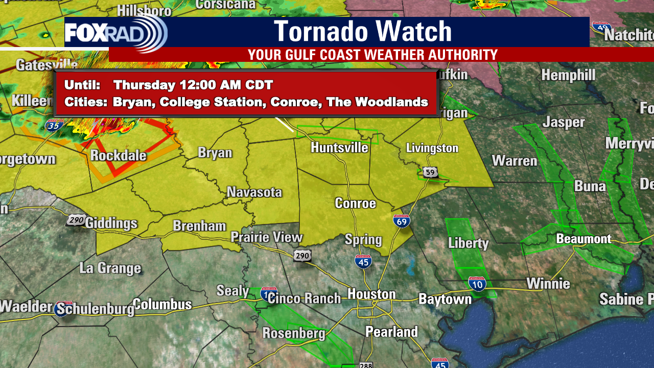 Houston Weather: Tornado watch issued for counties north of Houston-metro