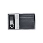 Calvin Klein黑色質感防刮皮革短夾+鑰匙圈禮盒組 (展示品)