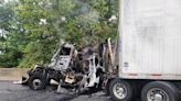 Tractor-trailer catches on fire after crash on I-495 in Montgomery County