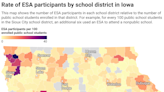 These maps show the impact of educational savings accounts on Iowa's public schools