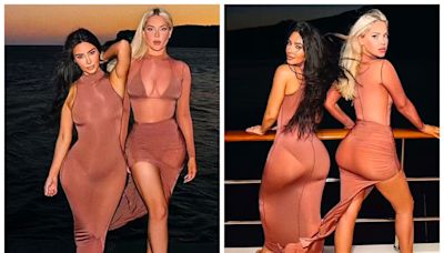 Kim Kardashian exibe curvas ao lado de amiga celeb com looks apertados e trabalhados na transparência em pôr do sol