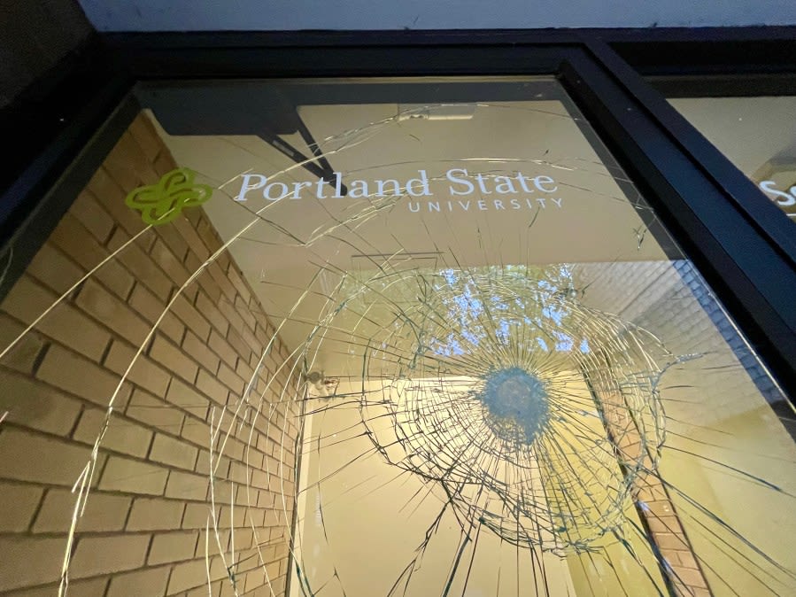 Downtown Portland businesses see broken windows, graffiti in ongoing PSU protest