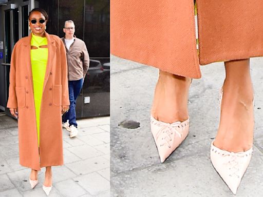 Jennifer Hudson Wears Mach & Mach Corset Style Shoes Leaving Fox Studios in New York City