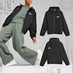 Puma 外套 Oversized 女款 黑 白 防潑水 寬鬆 防風 連帽外套 跳豹 小LOGO 67537201