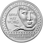 2022年美國杰出女性系列精制S版紀念幣-亞裔演員黃柳霜 A