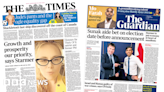 Newspaper headlines: Starmer 'prioritises growth' and 'election flutter'