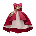 女童 禮服洋裝小主持人演出女孩紅色晚 禮服洋裝 公主連身裙畢業洋氣大童兒童蓬蓬裙