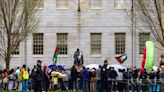 Harvard students prop up tents to protest war in Gaza and suspension of campus group