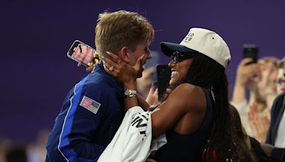 What Tara Davis-Woodhall and Hunter Woodhall told each other after winning gold at the Summer Games