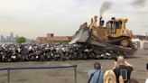 New York mayor bulldozes hundreds of illegal dirt bikes and ATVs