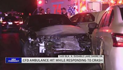 Ambulance rear-ended, causing chain-reaction crash on N. DuSable Lake Shore Drive, police say
