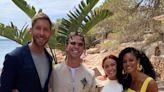 Scots DJ Calvin Harris beams with Vick Hope at Arielle Free's glorious Ibiza wedding