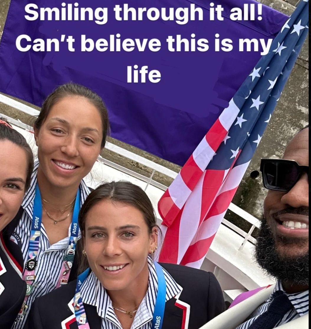 Emma Navarro and LeBron James recreated this hilarious meme with this selfie at the Olympics opening ceremony