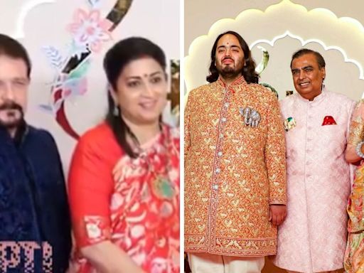 BJP Leader Smriti Irani, Husband Zubin Attend Anant Ambani-Radhika Merchant Wedding In Mumbai - News18