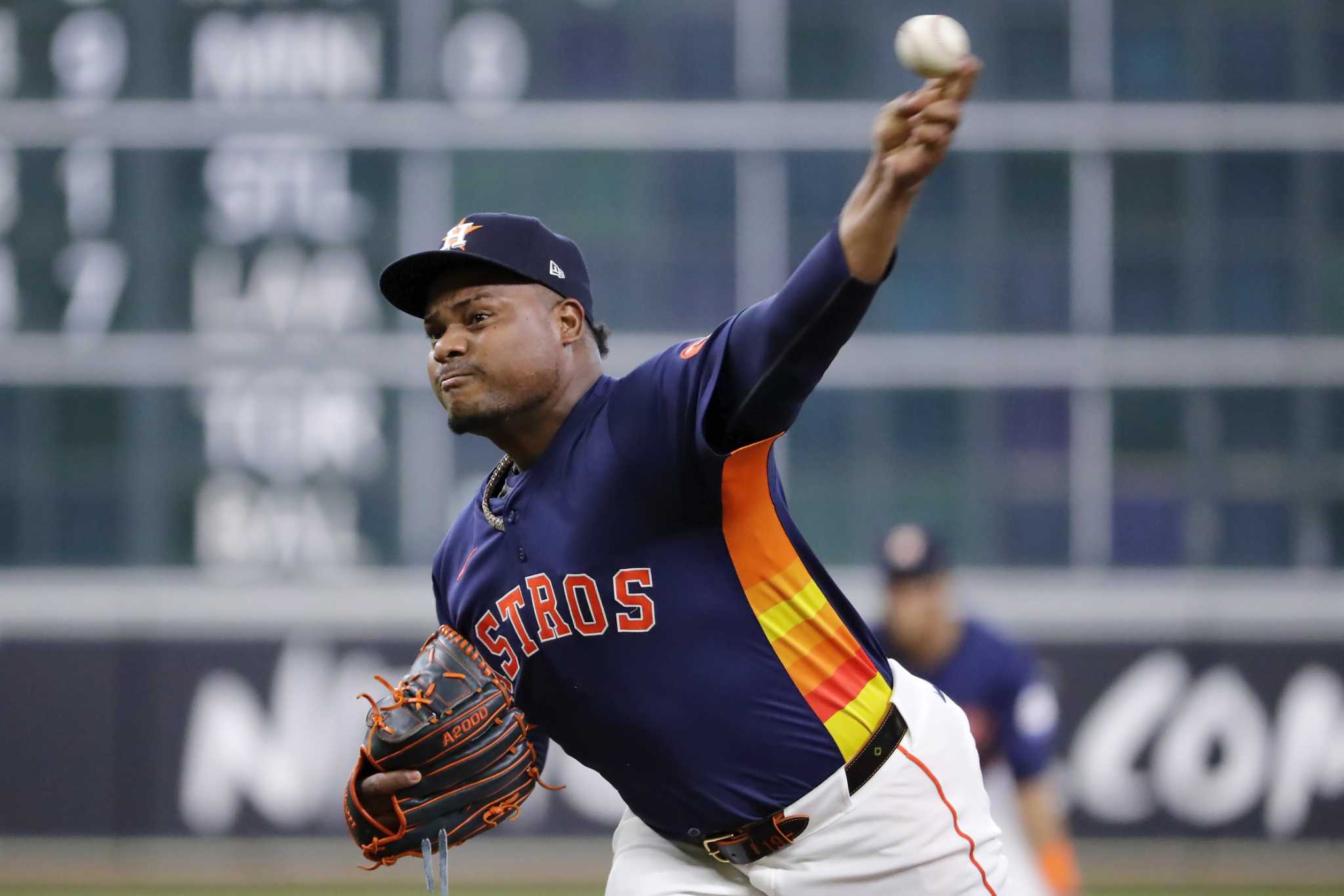 Valdez strikes out eight in seven innings, Astros limit A's to two hits in 3-0 victory
