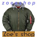 zoe-新品18冬 連帽寬松版 飛行員夾克 MA1空軍外套加厚棉服 男女情侶潮流