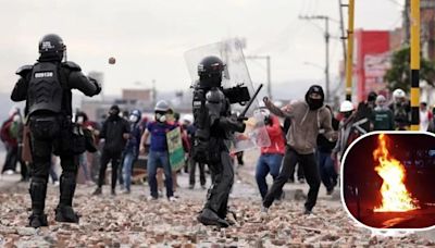 Incineraron moto de la Policía Nacional en medio de protestas en el sur de Bogotá