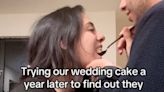 Couple hilariously learns their wedding cake was the wrong flavour a year later