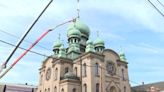 St. Theodosius gathered for worship Sunday as work continues on dome