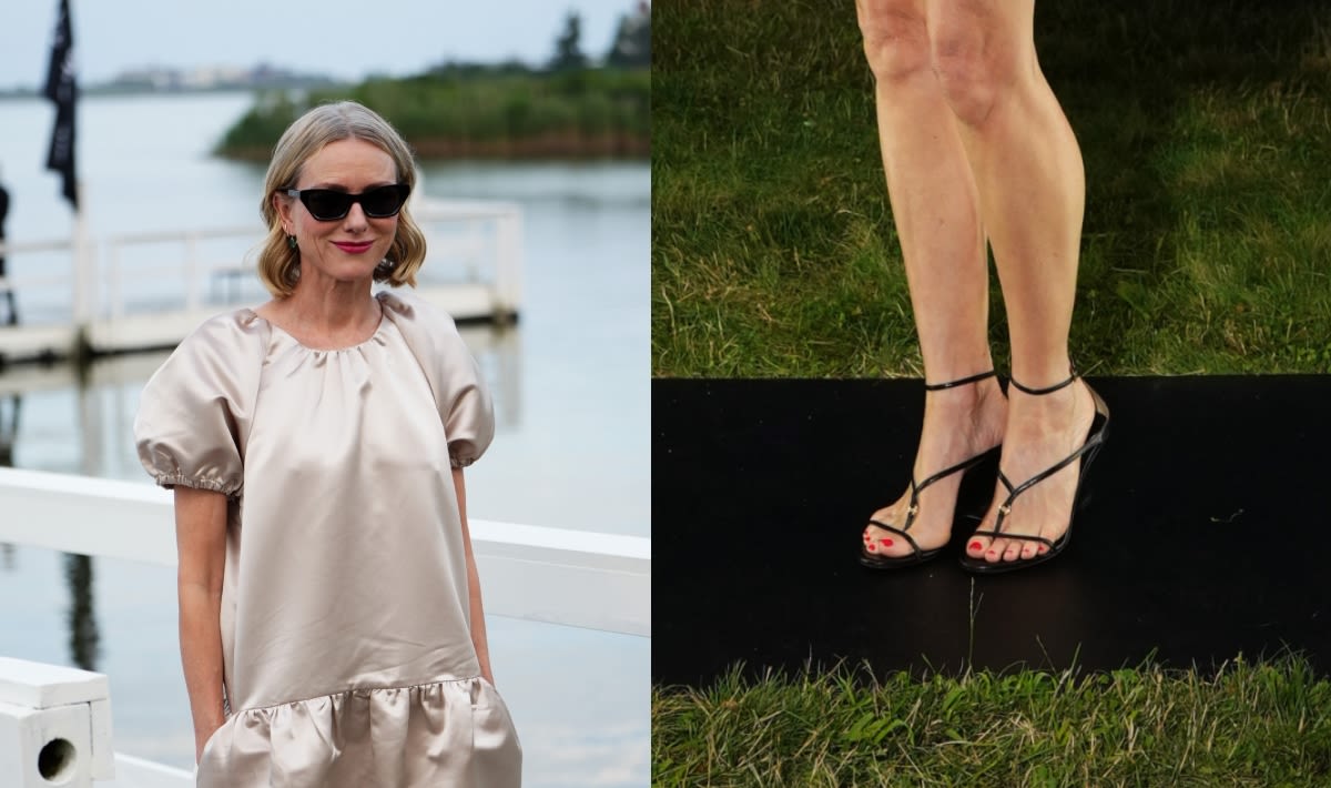 Naomi Watts Is Summer-Ready in T-Strap Sandal Heels at Dom Pérignon ‘Exploration of Tactility’ Event