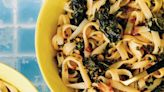 Hot Chili Oil Noodles with Kale Chips