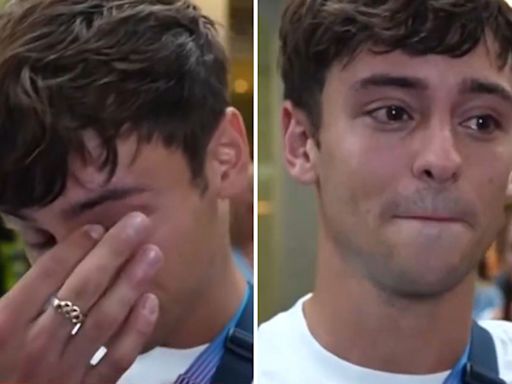 Tom Daley in tears as he retires live on BBC after returning home from Paris