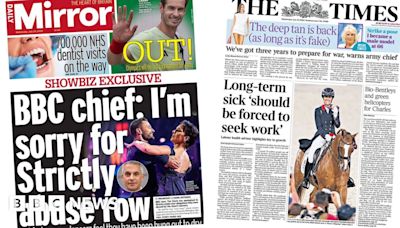 Newspaper headlines: BBC 'sorry' over Strictly, and plan to get people into work