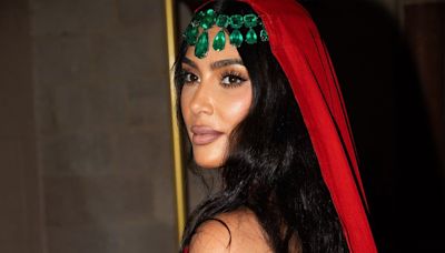 Kim Kardashian channels Princess Jasmine in a sweeping red gown