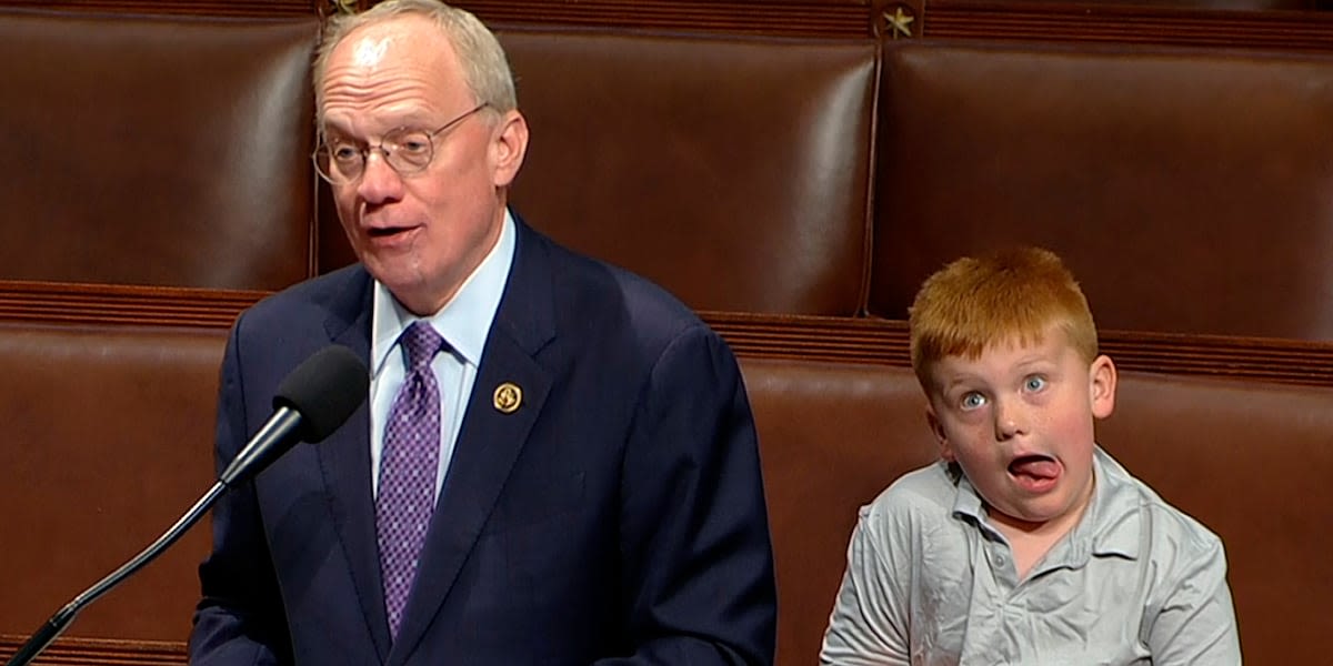 Congressman’s son steals show on House floor, hamming it up for cameras