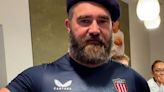 Jason Kelce sports beret on visit to Team USA athletes at Paris 2024 Olympics