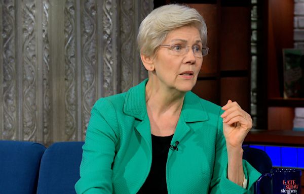 Elizabeth Warren Calls J.D. Vance ‘Donald Trump Doubled’ on ‘Colbert’