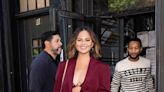 Chrissy Teigen Wore a Berry Crochet Bra as a Top in New York City