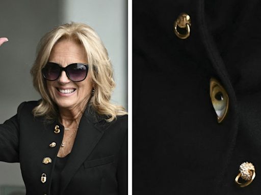 All ‘Eyes’ Are on Jill Biden in Schiaparelli’s Suit With Bijoux Buttons for Mexican President Claudia Sheinbaum’s Inauguration