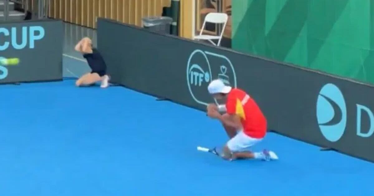 Davis Cup ballgirl drops to her knees after witnessing huge upset