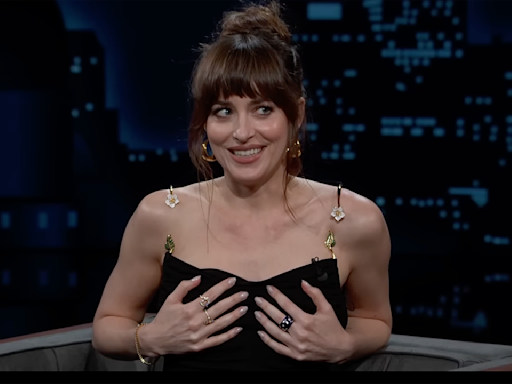 Dakota Johnson suffers wardrobe malfunction during interview: 'It just fell off'