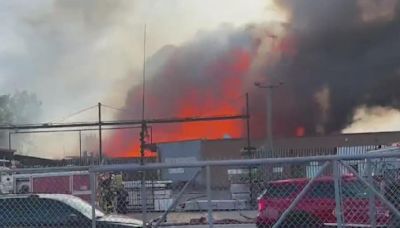 Massive fire breaks out at pallet business on Chicago's West Side
