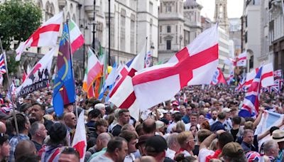 Crowds gather in central London for rival protests led by Tommy Robinson and ex-Labour leader Jeremy Corbyn